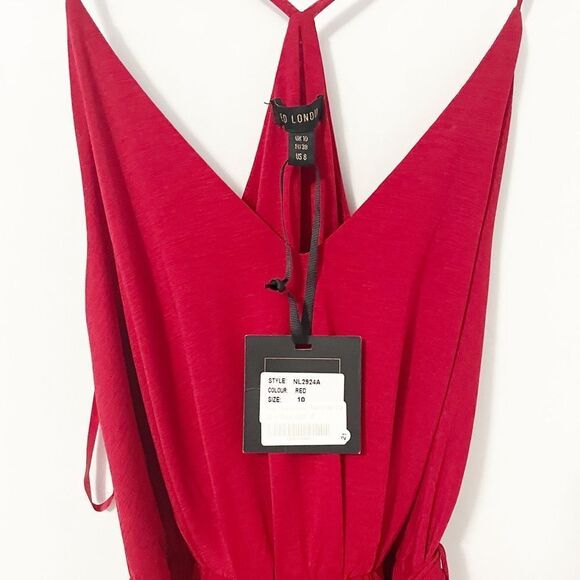 QED London Red Razorback Spaghetti Strap Dress Size 6 - Picture 8 of 8